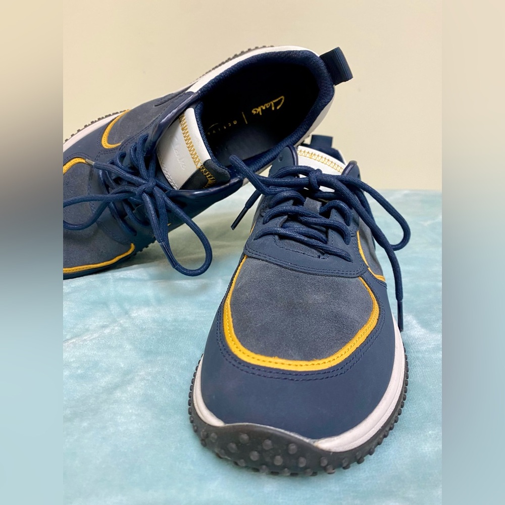 Clarks Men's Puxton Run Navy Combi Sneakers Sz 8